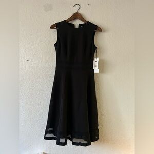 NWT Calvin Klein Classic Little Black Midi Dress Sz 2 LBD Cocktail Formal